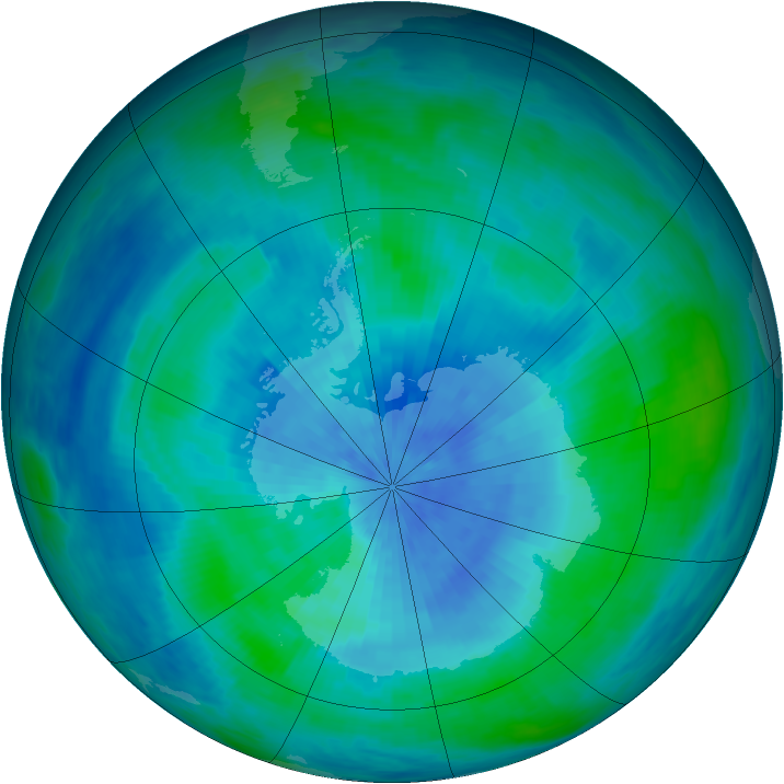 Antarctic ozone map for 10 March 1986